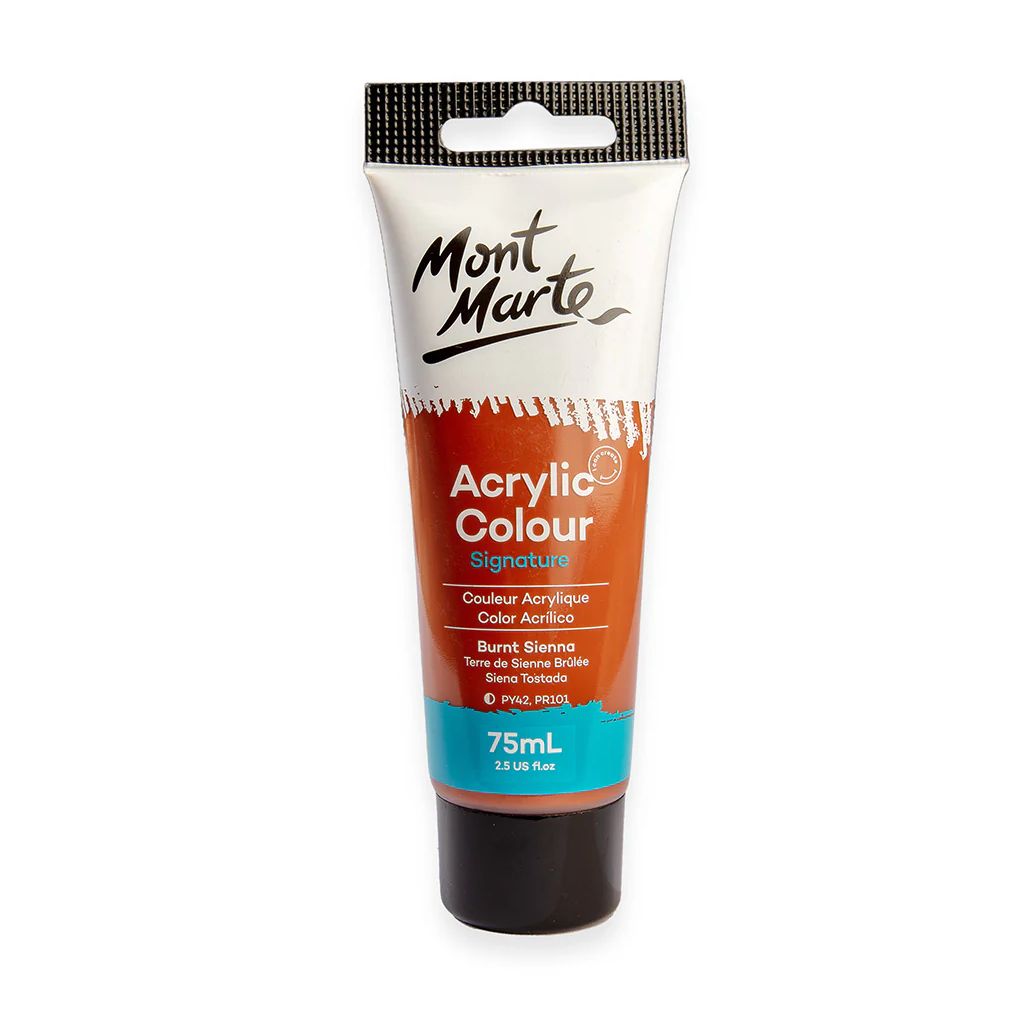 Mont Marte Signature Acrylic Paint - Tube of 75 ml (2.5 Oz) - Burnt Sienna