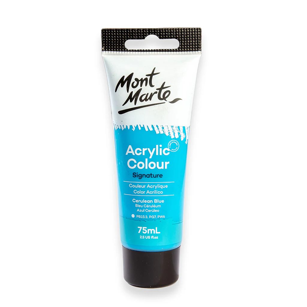 Mont Marte Signature Acrylic Paint - Tube of 75 ml (2.5 Oz) - Cerulean Blue