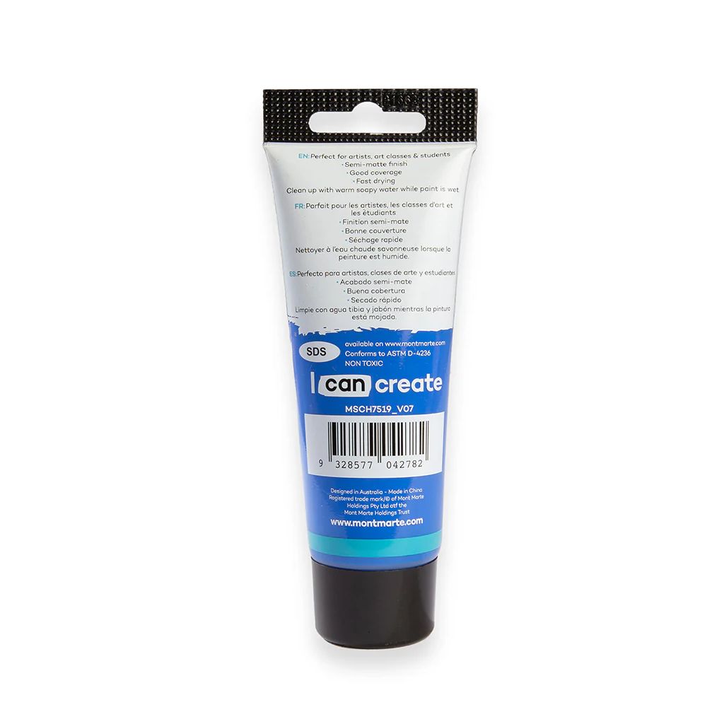 Mont Marte Signature Acrylic Paint - Tube of 75 ml (2.5 Oz) - Cobalt Blue