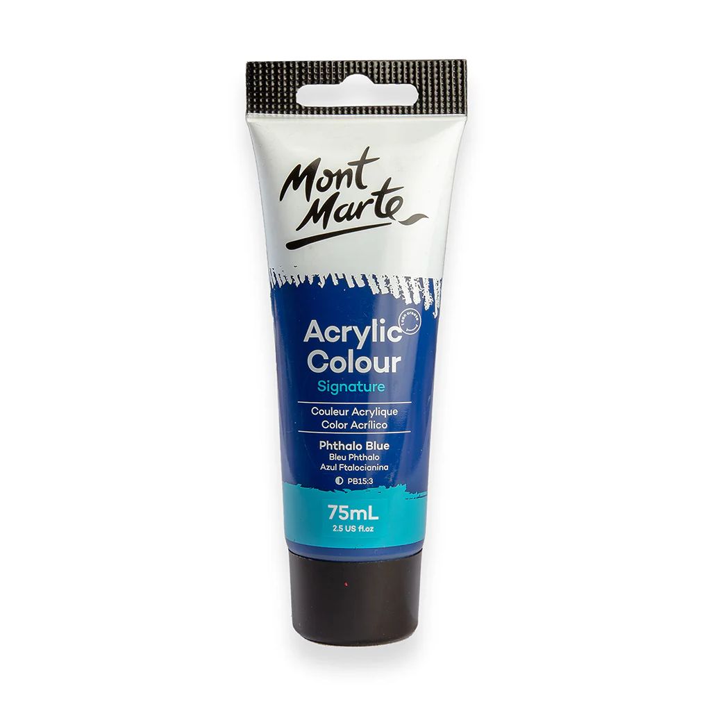 Mont Marte Signature Acrylic Paint - Tube of 75 ml (2.5 Oz) - Phthalo Blue