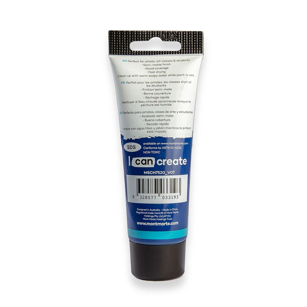 Mont Marte Signature Acrylic Paint - Tube of 75 ml (2.5 Oz) - Phthalo Blue