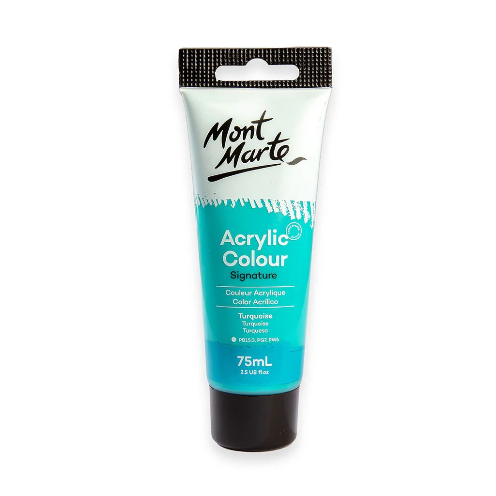 Mont Marte Signature Acrylic Paint - Tube of 75 ml (2.5 Oz) - Turquoise