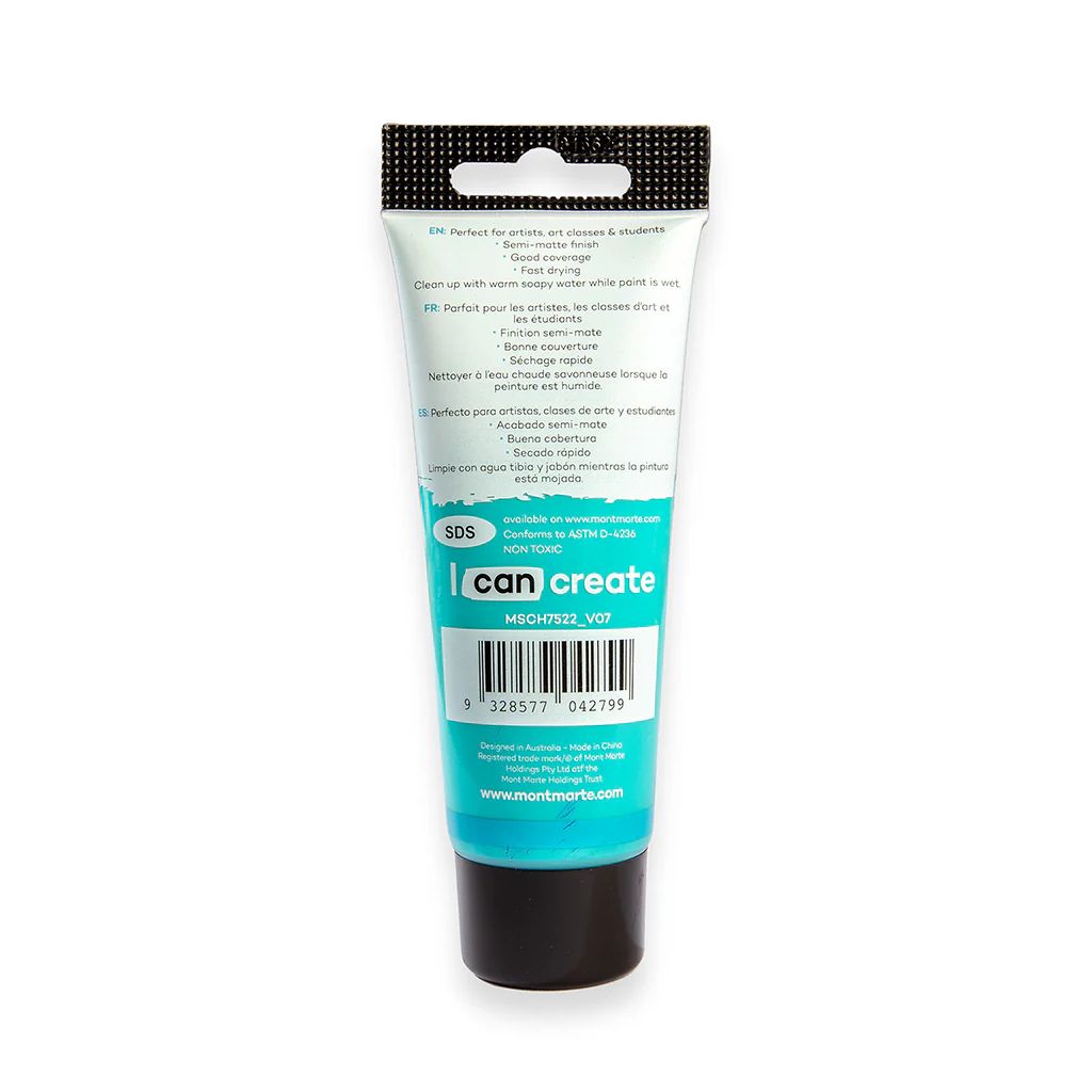 Mont Marte Signature Acrylic Paint - Tube of 75 ml (2.5 Oz) - Turquoise