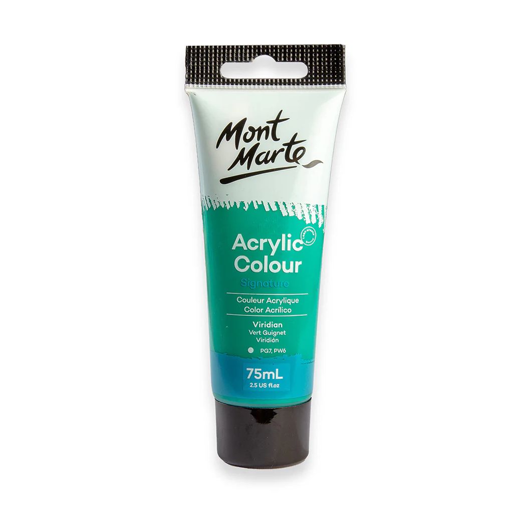 Mont Marte Signature Acrylic Paint - Tube of 75 ml (2.5 Oz) - Viridian