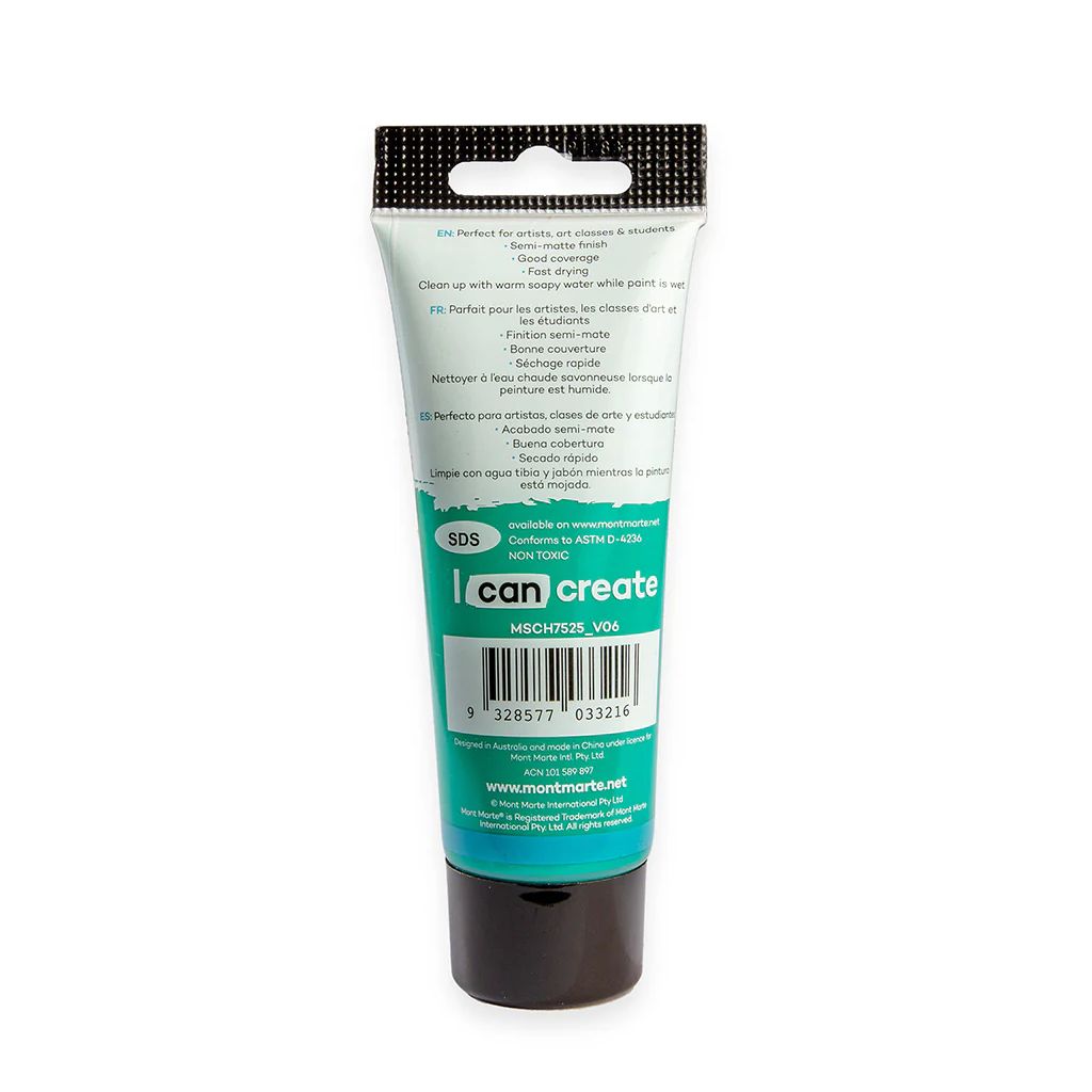 Mont Marte Signature Acrylic Paint - Tube of 75 ml (2.5 Oz) - Viridian