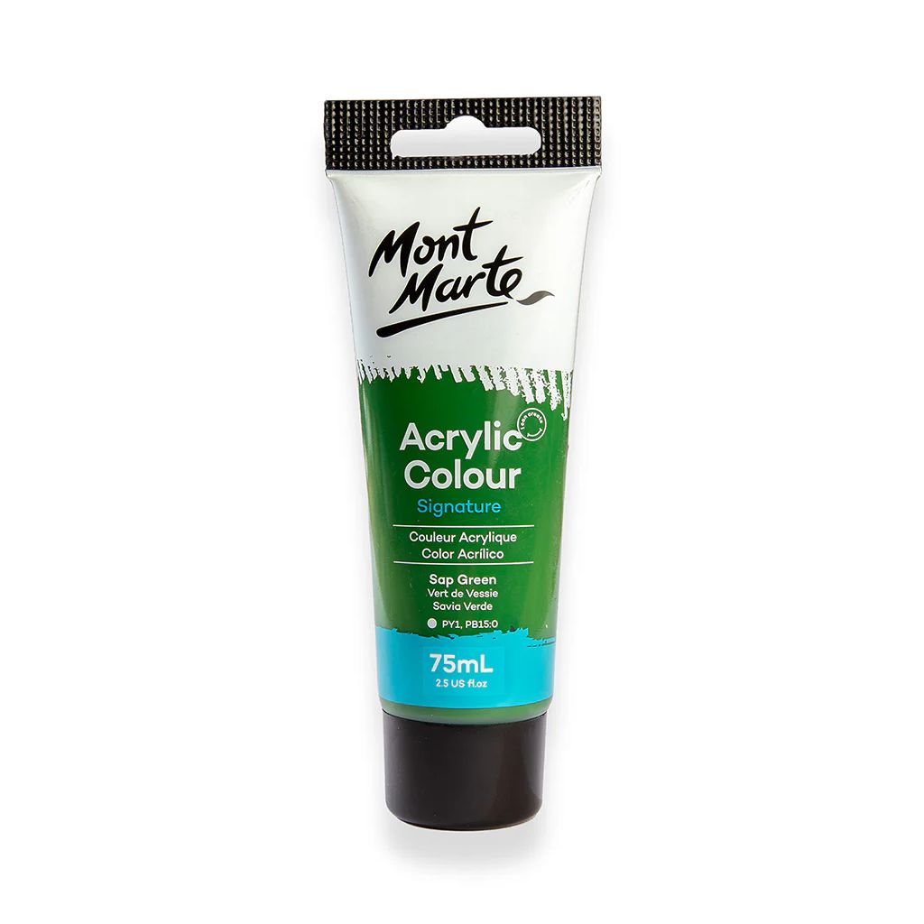 Mont Marte Signature Acrylic Paint - Tube of 75 ml (2.5 Oz) - Sap Green