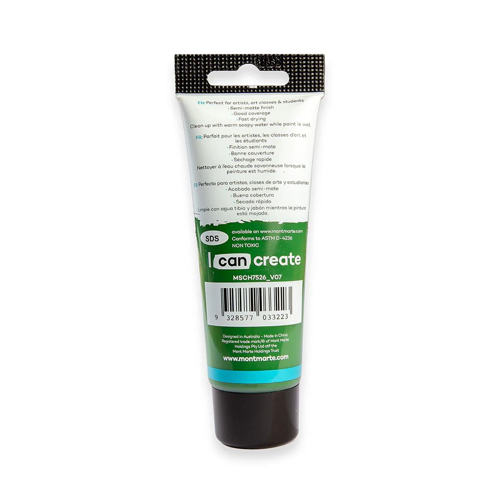 Mont Marte Signature Acrylic Paint - Tube of 75 ml (2.5 Oz) - Sap Green