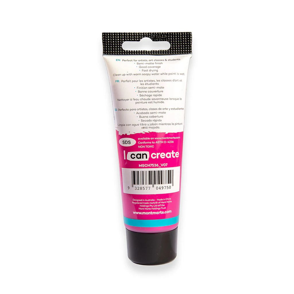 Mont Marte Signature Acrylic Paint - Tube of 75 ml (2.5 Oz) - Cerise