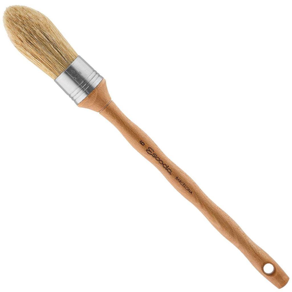 Escoda Natural Chungking Hog Bristle Brush - Series 7600 - Round Oval - Long Handle - Size: 2