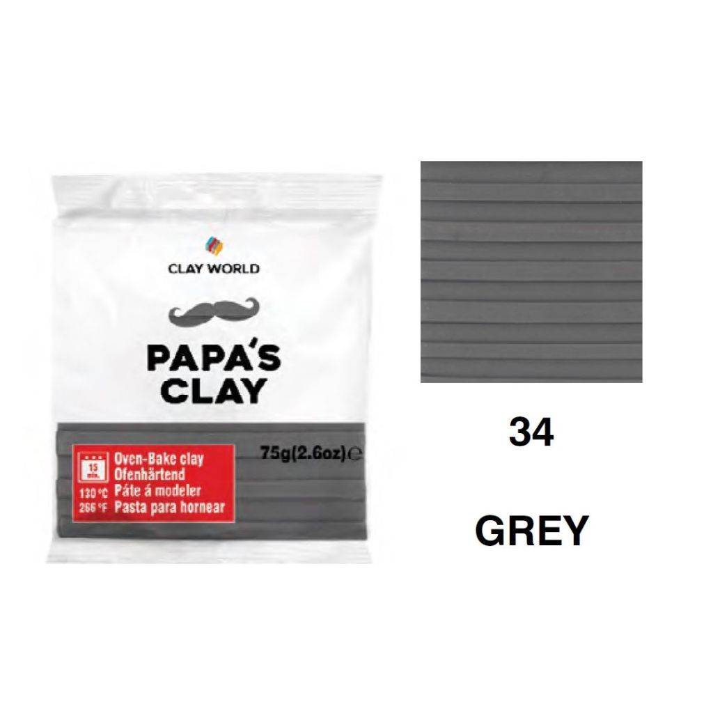 Papa's Clay - Polymer Clay 75 Grams - Grey (34)