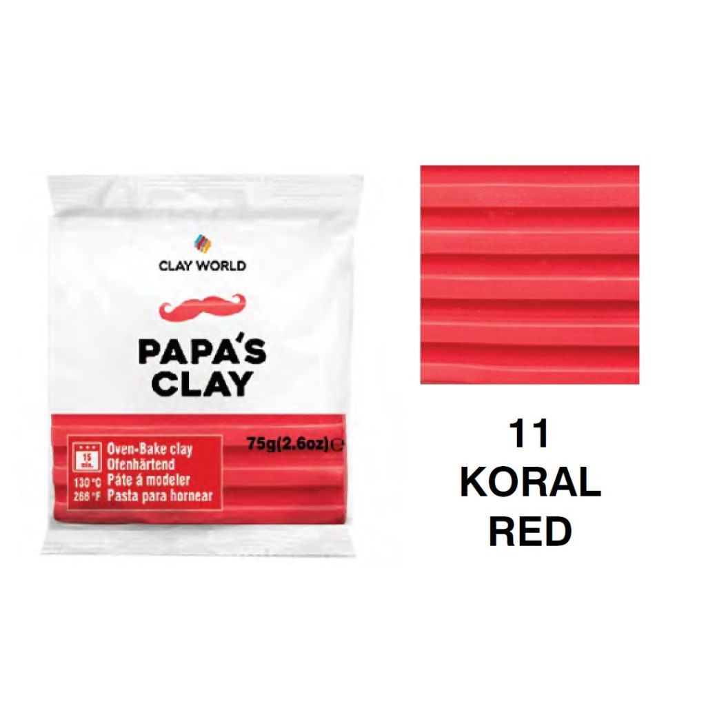 Papa's Clay - Polymer Clay 75 Grams - Koral Red (11)