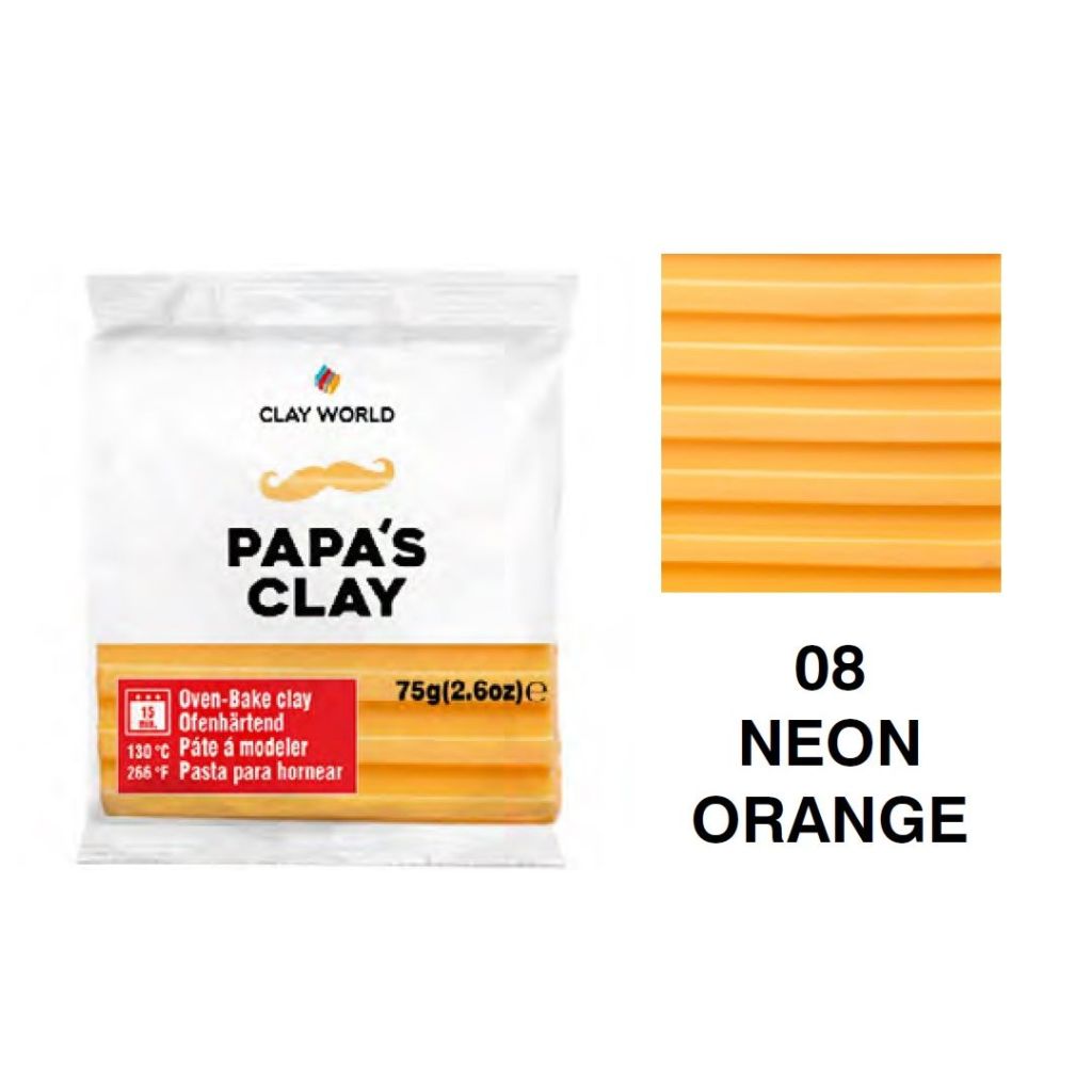 Papa's Clay - Polymer Clay 75 Grams - Neon Orange (08)