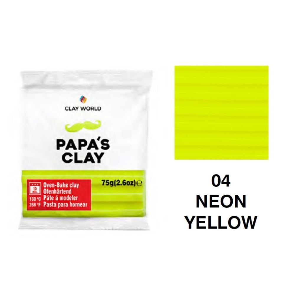 Papa's Clay - Polymer Clay 75 Grams - Neon Yellow (04)