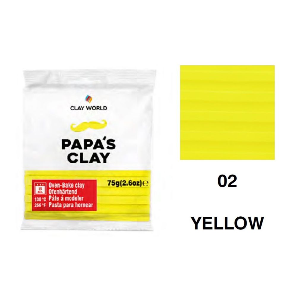 Papa's Clay - Polymer Clay 75 Grams - Yellow (02)