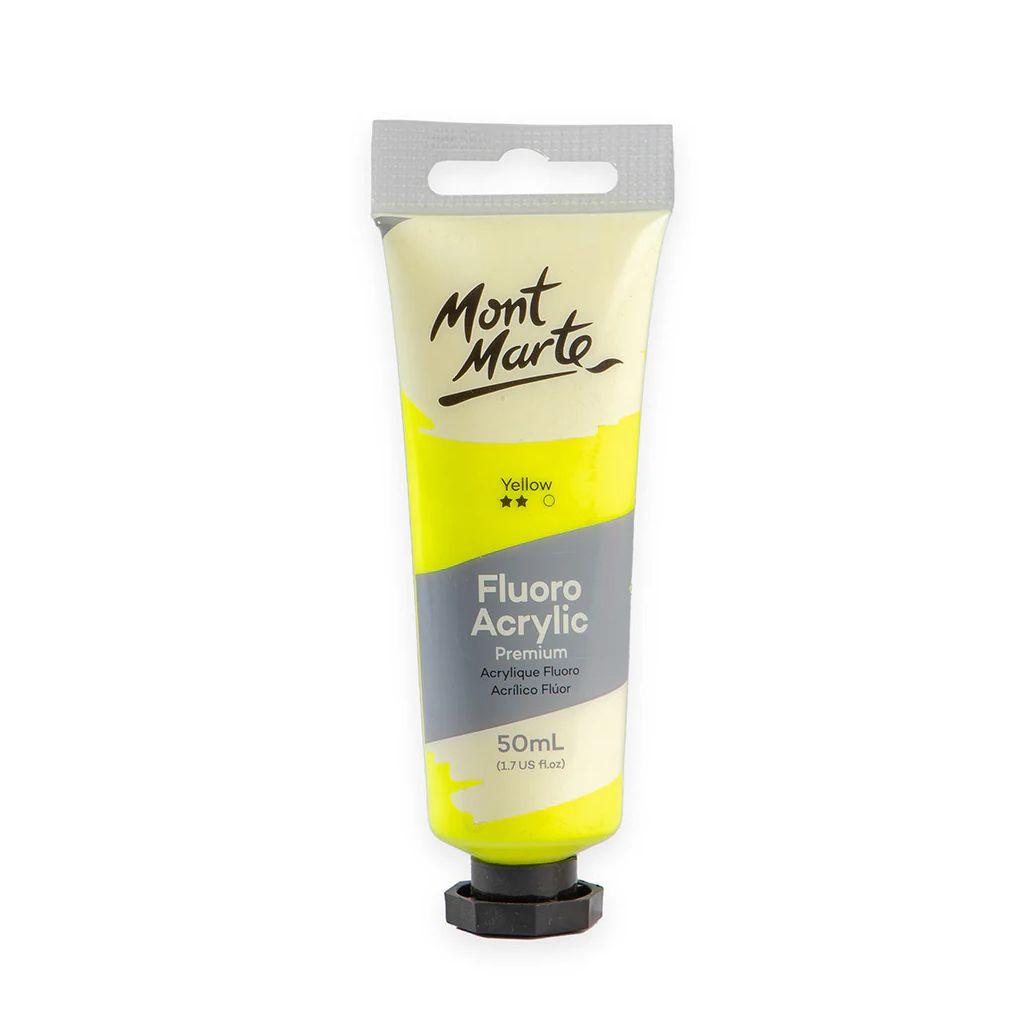 Mont Marte Premium Acrylic Paint - Tube of 50 ml (1.7 Oz) - Fluorescent Yellow