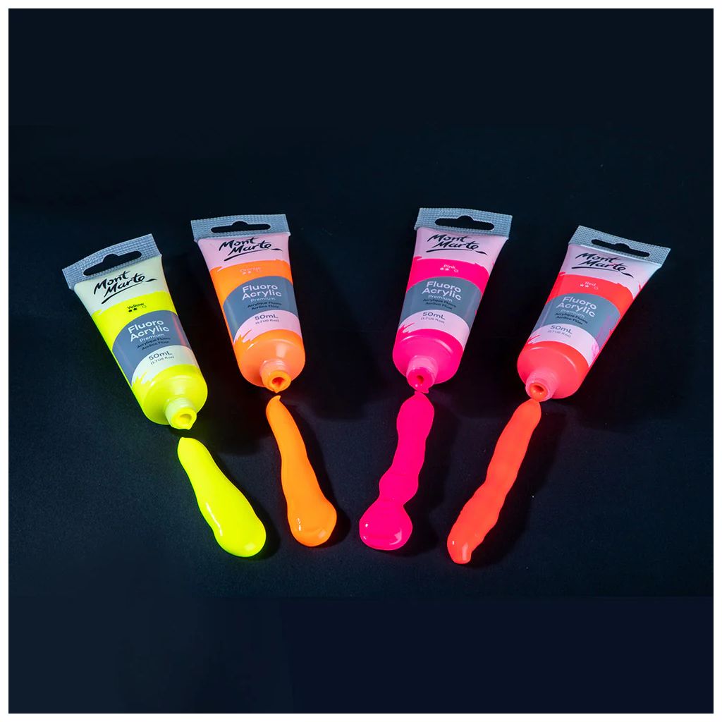 Mont Marte Premium Acrylic Paint - Tube of 50 ml (1.7 Oz) - Fluorescent Pink