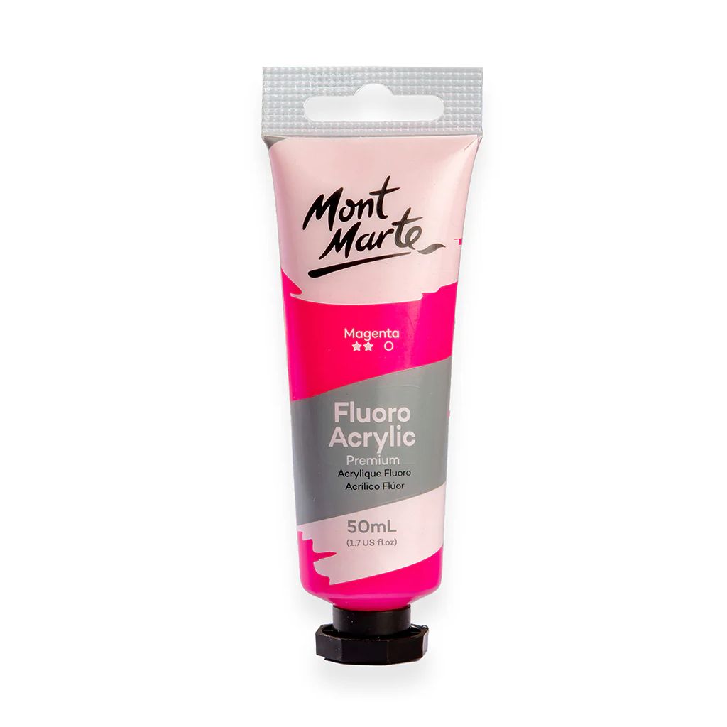 Mont Marte Premium Acrylic Paint - Tube of 50 ml (1.7 Oz) - Fluorescent Magenta