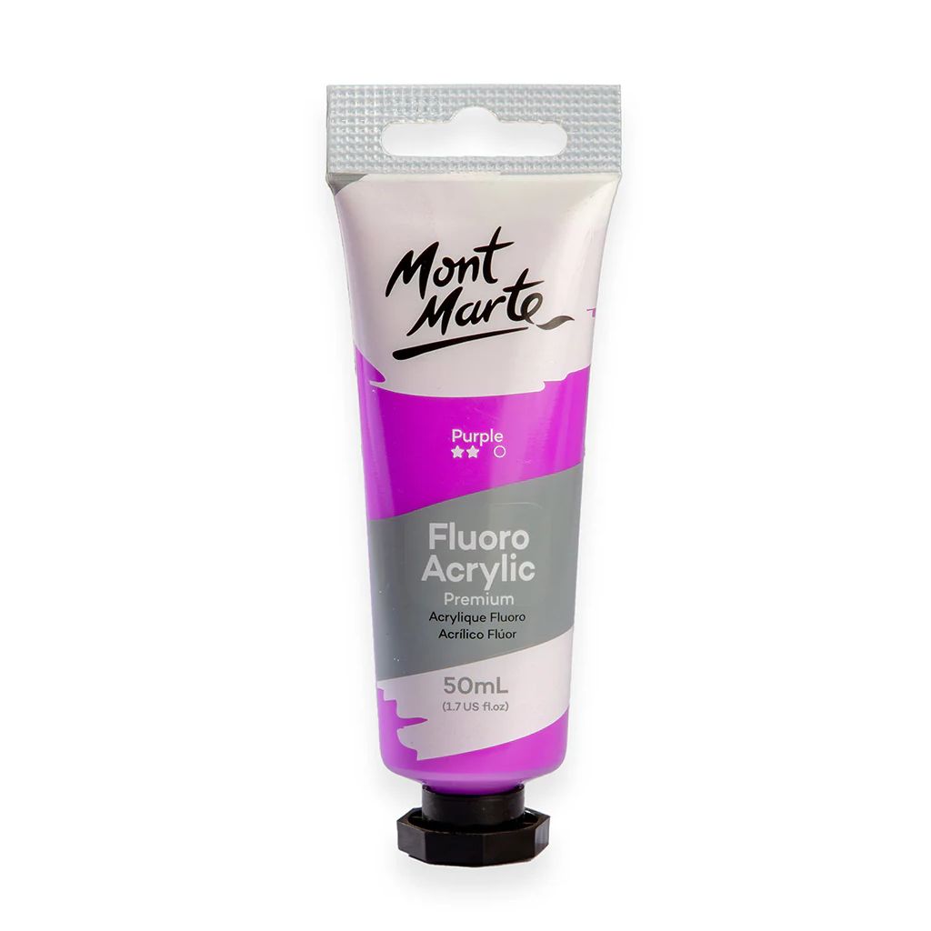 Mont Marte Premium Acrylic Paint - Tube of 50 ml (1.7 Oz) - Fluorescent Purple