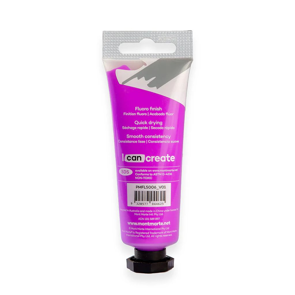 Mont Marte Premium Acrylic Paint - Tube of 50 ml (1.7 Oz) - Fluorescent Purple