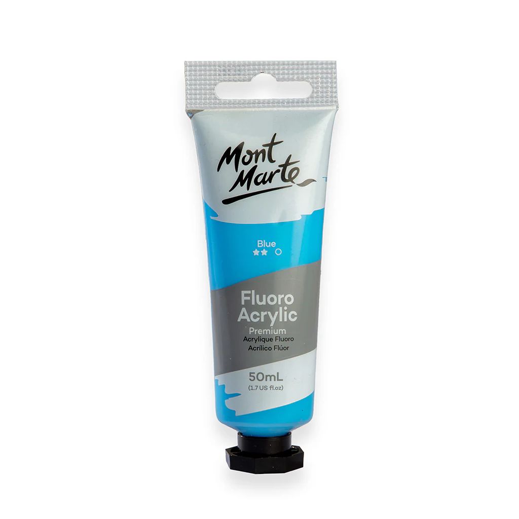 Mont Marte Premium Acrylic Paint - Tube of 50 ml (1.7 Oz) - Fluorescent Blue