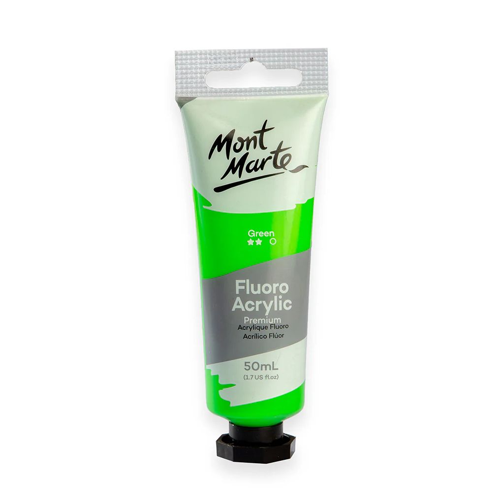 Mont Marte Premium Acrylic Paint - Tube of 50 ml (1.7 Oz) - Fluorescent Green