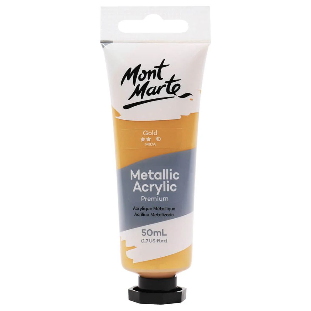 Mont Marte Premium Acrylic Paint - Tube of 50 ml (1.7 Oz) - Gold