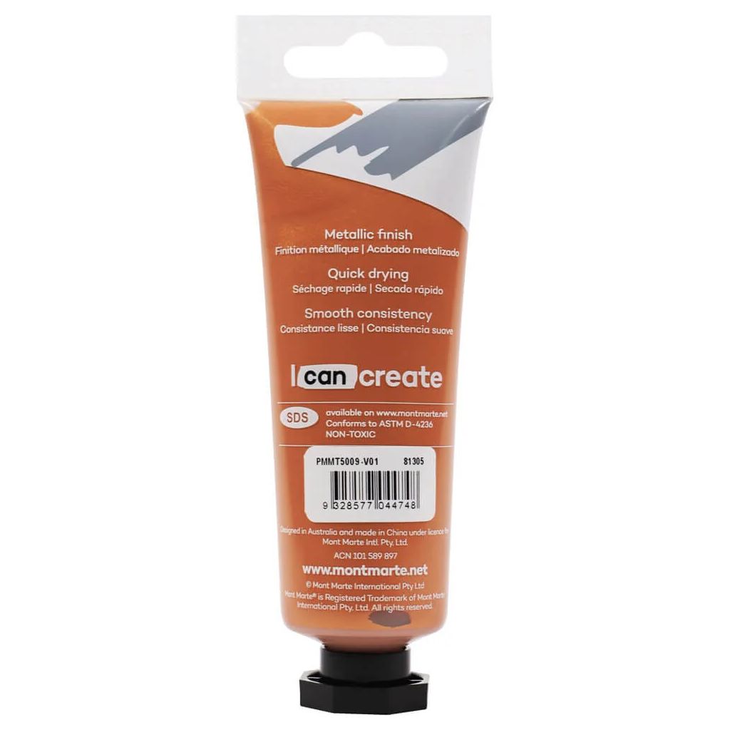 Mont Marte Premium Acrylic Paint - Tube of 50 ml (1.7 Oz) - Bronze