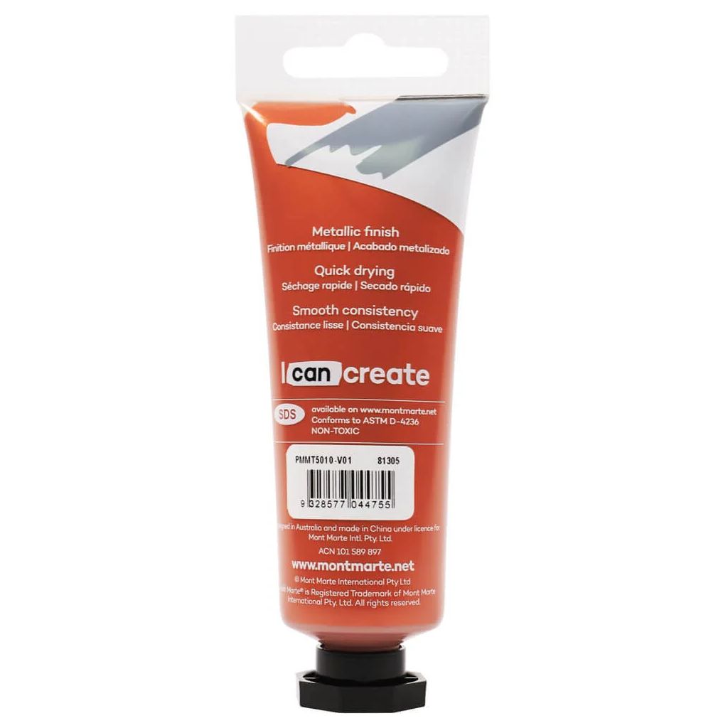 Mont Marte Premium Acrylic Paint - Tube of 50 ml (1.7 Oz) - Copper