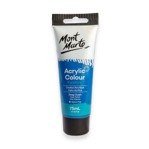 Mont Marte Signature Acrylic Paint - Tube of 75 ml (2.5 Oz) - Deep Cyan