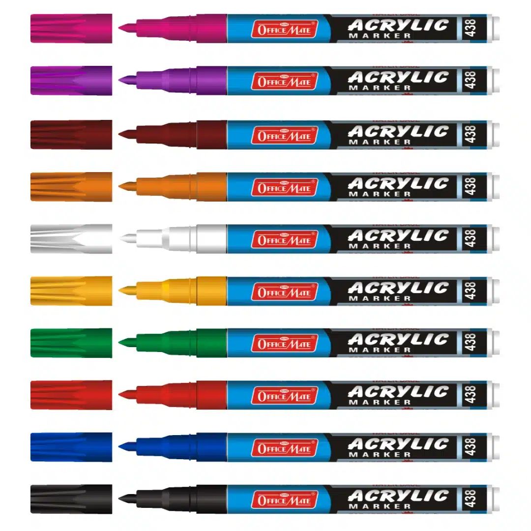 Soni Officemate Water Base Acrylic Fine Tip Marker - Pack of 10