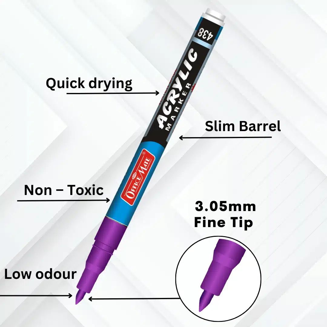 Soni Officemate Water Base Acrylic Fine Tip Marker - Pack of 10