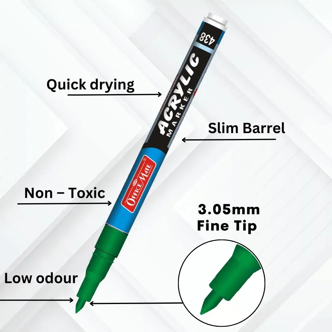 Soni Officemate Water Base Acrylic Fine Tip Marker - Pack of 4