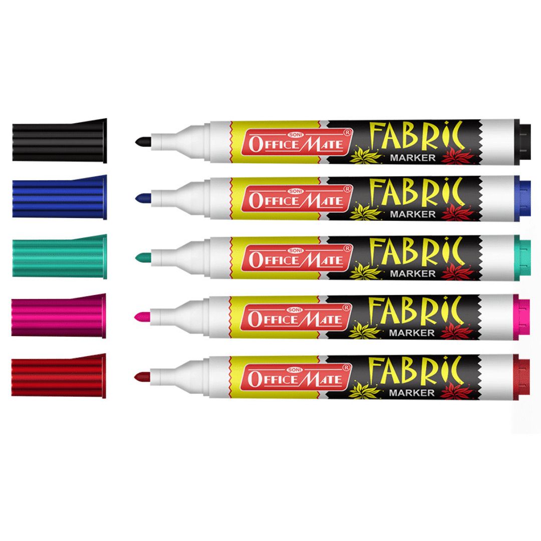 Soni Officemate Regular Fabric Markers - PP Box Pack of 5