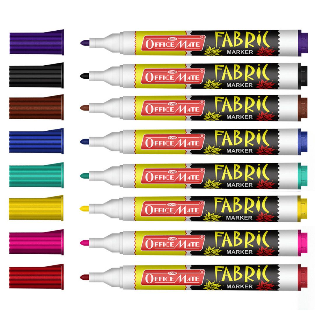 Soni Officemate Regular Fabric Markers - PP Box Pack of 8