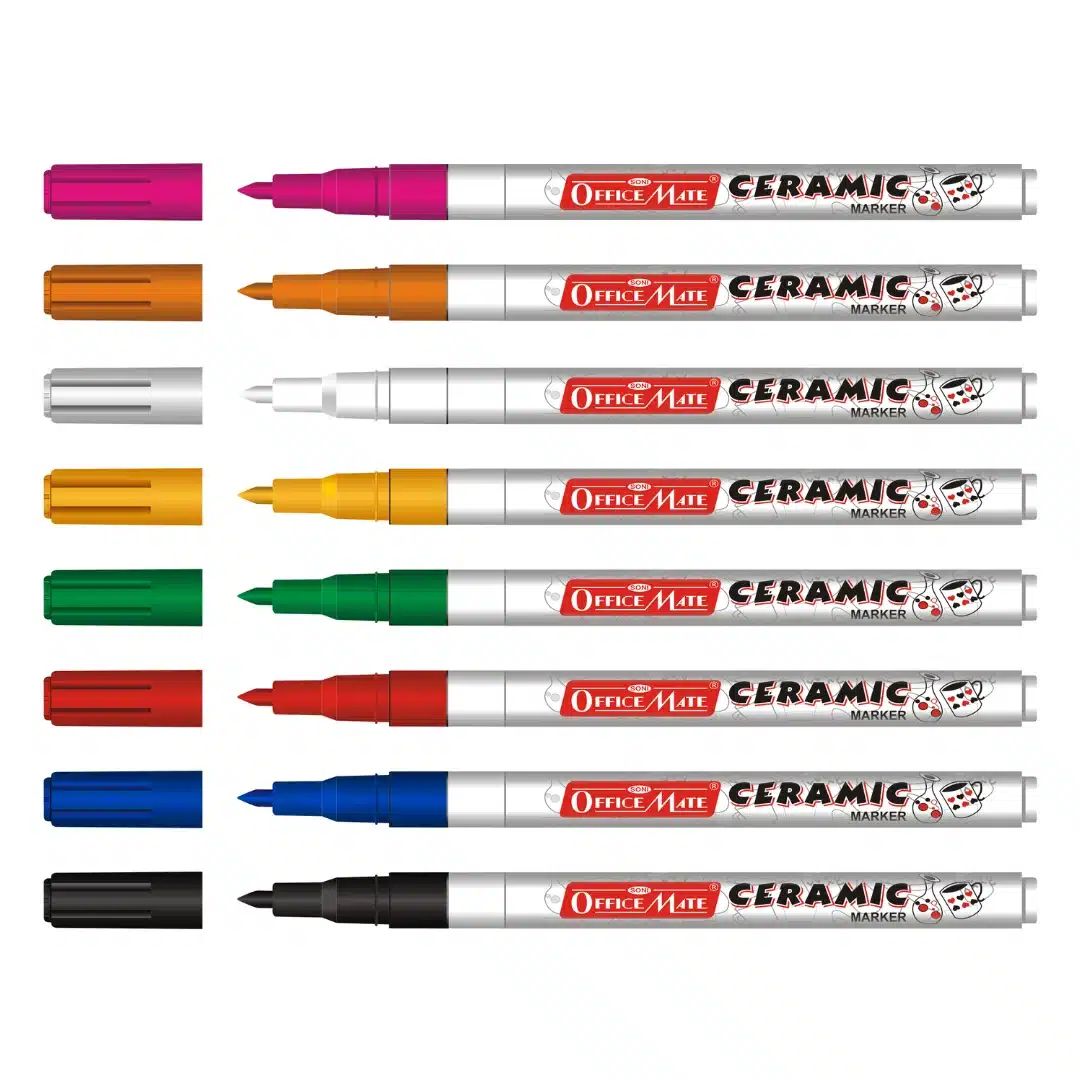 Soni Officemate Slim Fine Tip Ceramic Marker - Pack of 8