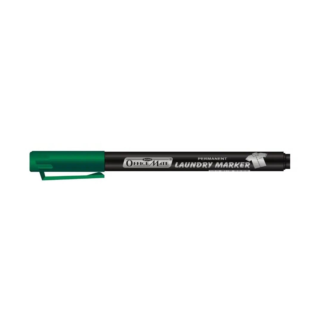 Soni Officemate Laundry Markers - Fine Tip (3.05 MM) - Green