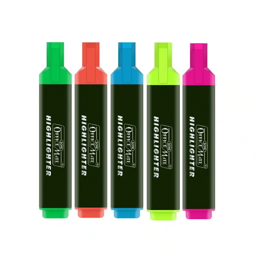 Soni Officemate Highlighter Textliner - PVC Pouch - Pack of 5