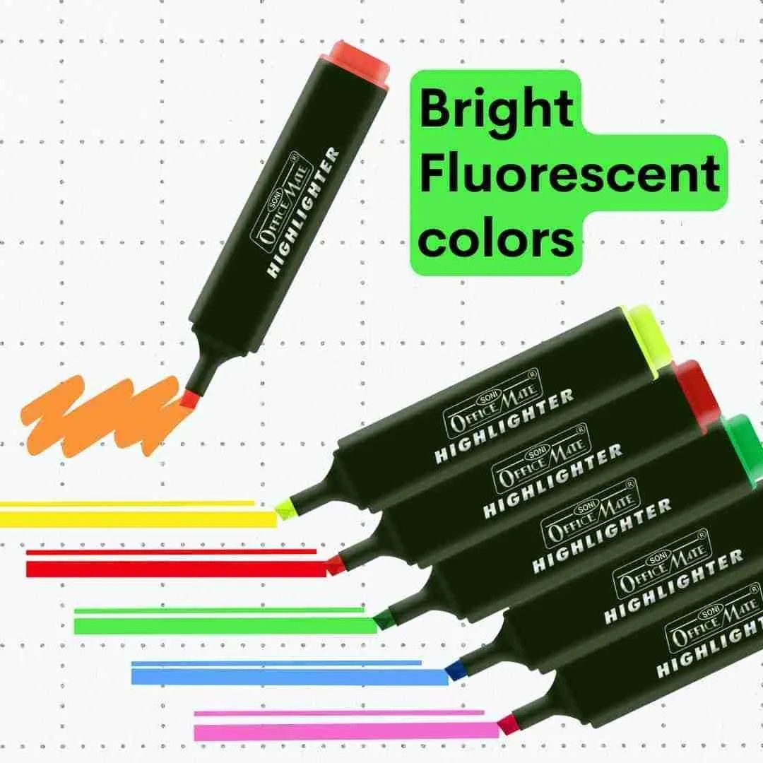 Soni Officemate Highlighter Textliner - PVC Pouch - Pack of 6