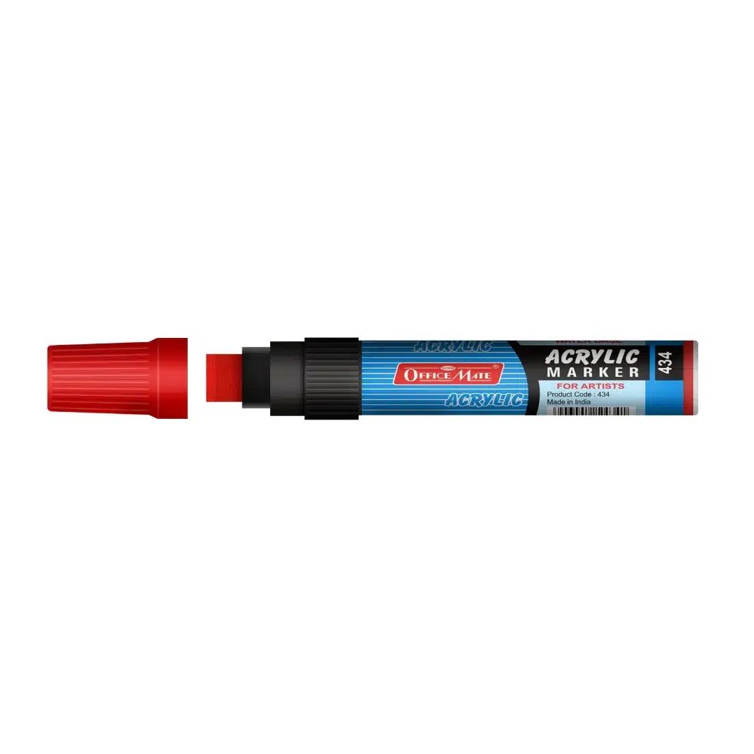 Soni Officemate Water Base Jumbo Acrylic Marker - Chisel Tip (15 MM) - Red