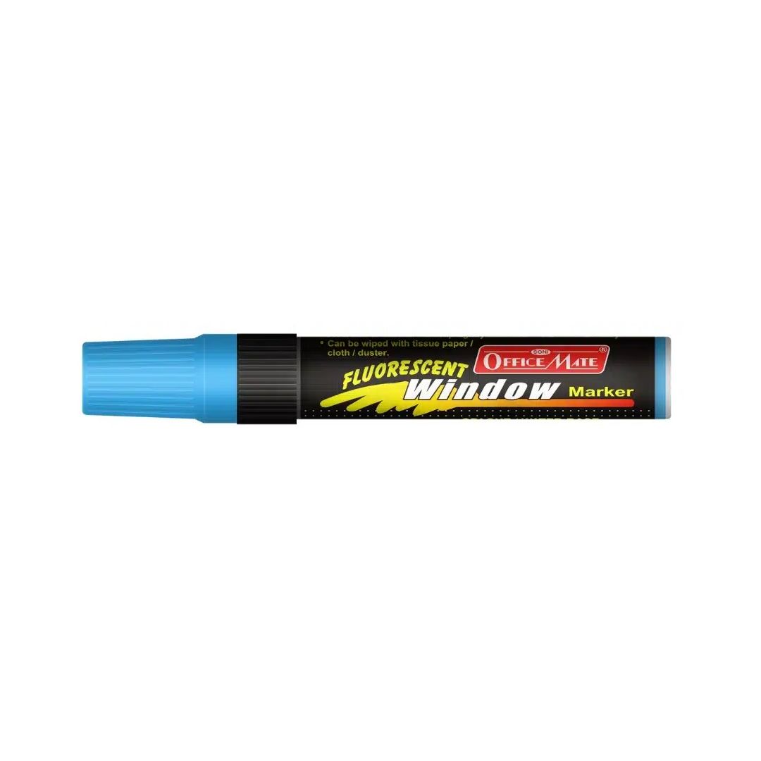 Soni Officemate Jumbo Liquid Chalk Marker - Chisel Tip (15 MM) - Fluorescent Blue