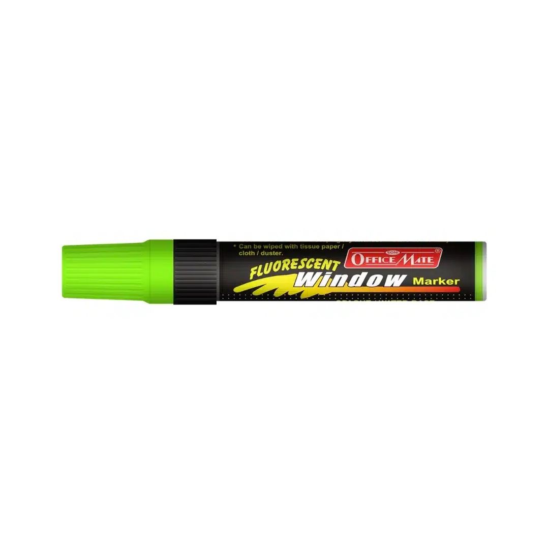 Soni Officemate Jumbo Liquid Chalk Marker - Chisel Tip (15 MM) - Fluorescent Green