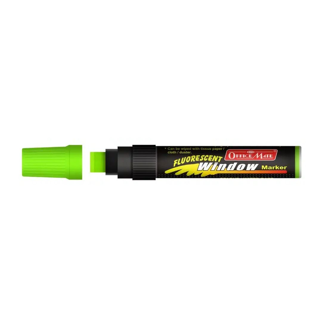 Soni Officemate Jumbo Liquid Chalk Marker - Chisel Tip (15 MM) - Fluorescent Green