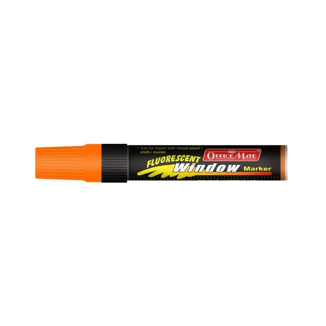 Soni Officemate Jumbo Liquid Chalk Marker - Chisel Tip (15 MM) - Fluorescent Orange