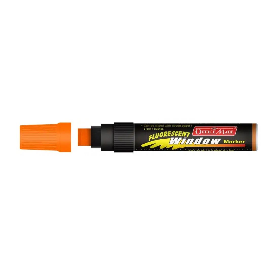 Soni Officemate Jumbo Liquid Chalk Marker - Chisel Tip (15 MM) - Fluorescent Orange