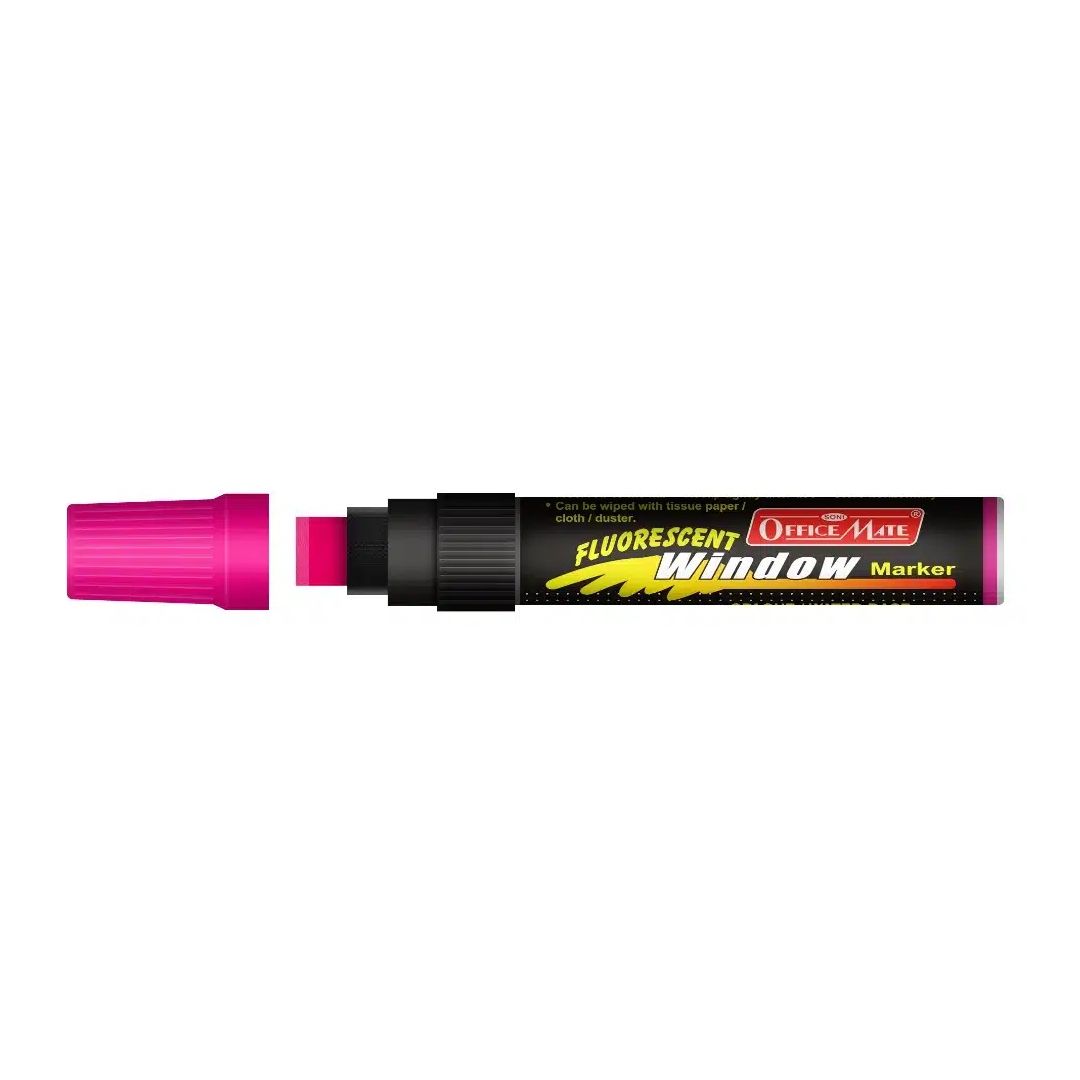 Soni Officemate Jumbo Liquid Chalk Marker - Chisel Tip (15 MM) - Fluorescent Pink