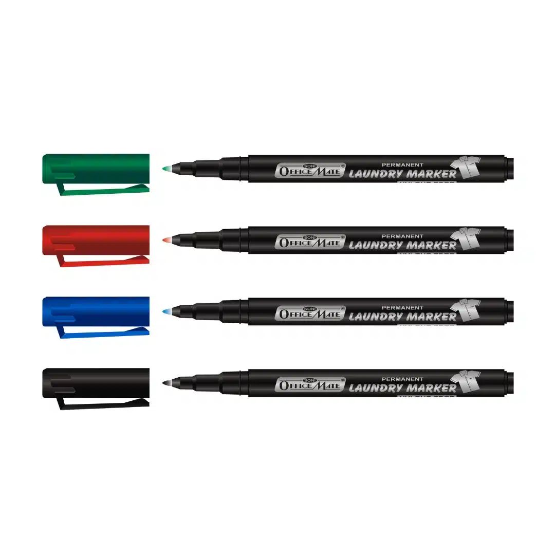 Soni Officemate Fine Tip Laundry Markers Pen - Pack of 4