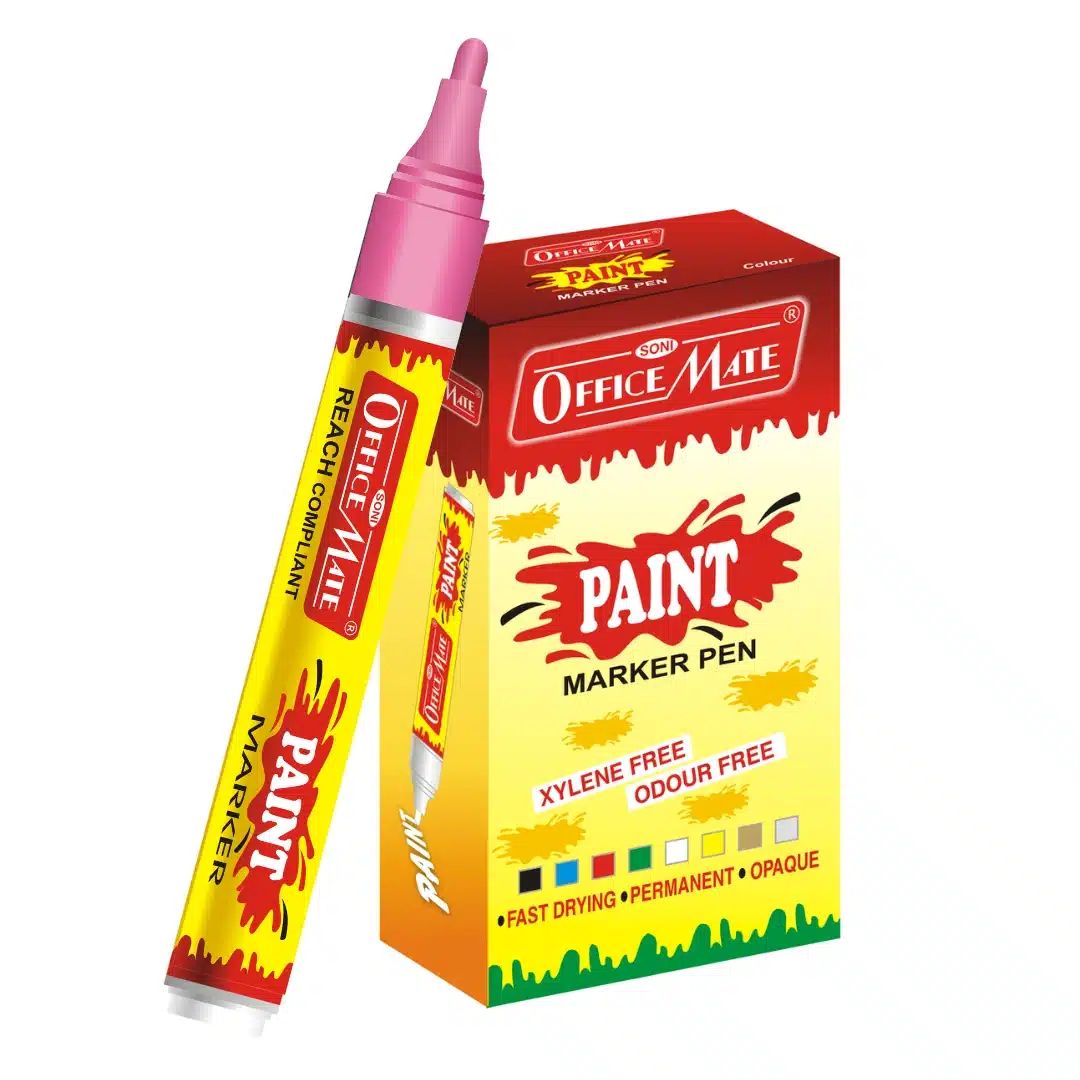 Soni Officemate Regular Paint Marker - Pack of 4 (Fluorescent Colors)