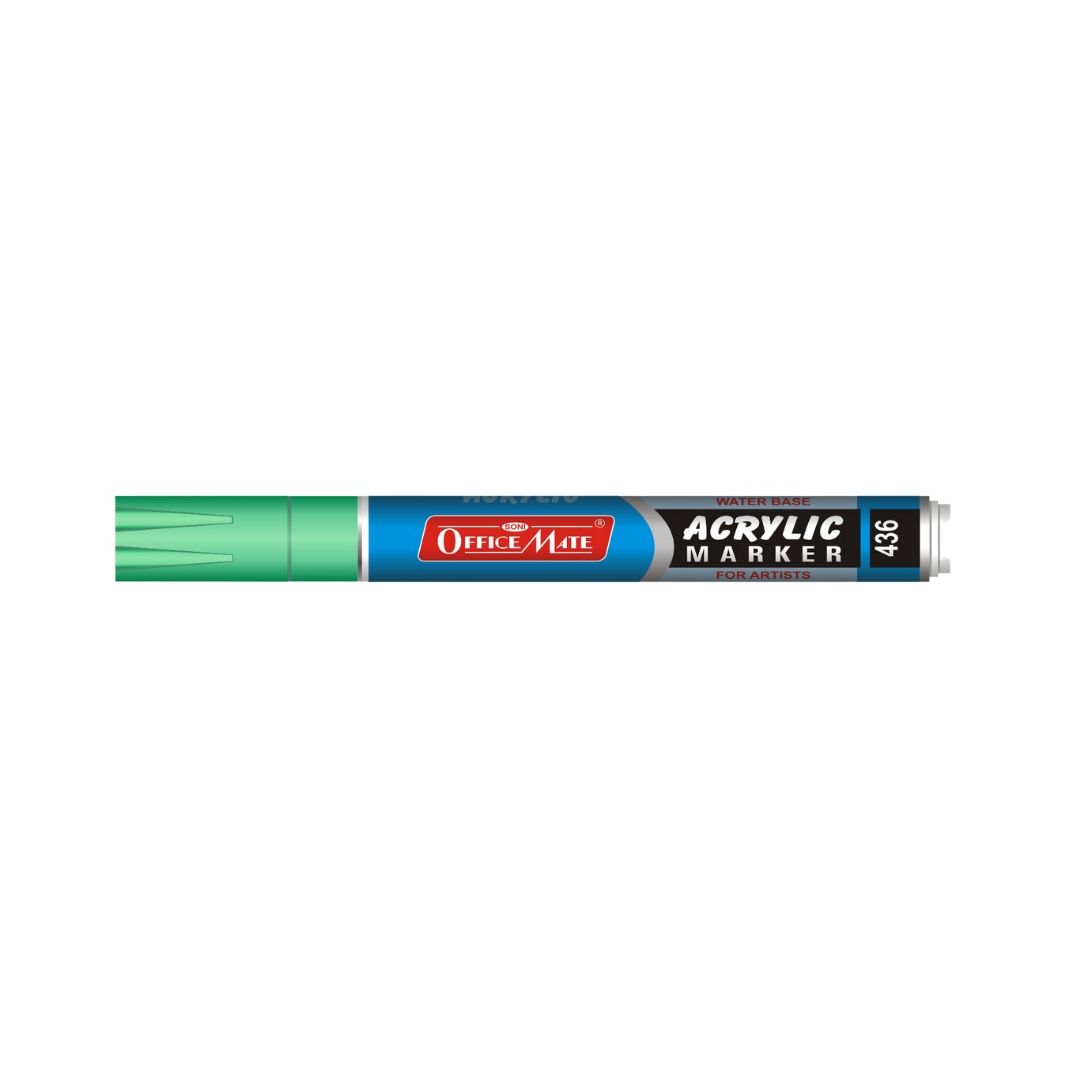 Soni Officemate Water Base Acrylic Marker - Bullet Tip (4.5 MM) - Fluorescent Green