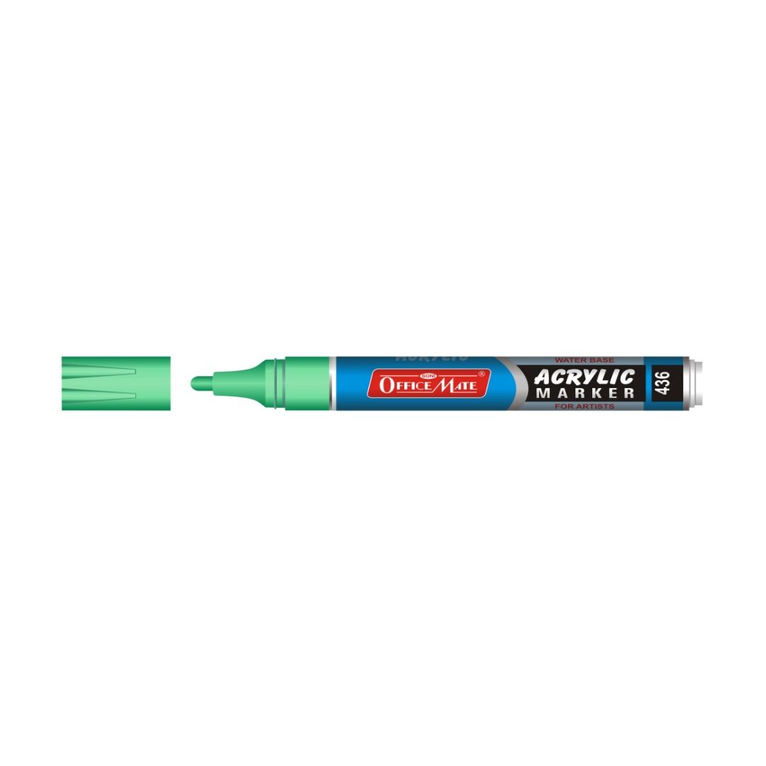 Soni Officemate Water Base Acrylic Marker - Bullet Tip (4.5 MM) - Fluorescent Green