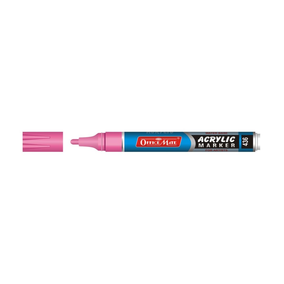 Soni Officemate Water Base Acrylic Marker - Bullet Tip (4.5 MM) - Fluorescent Pink